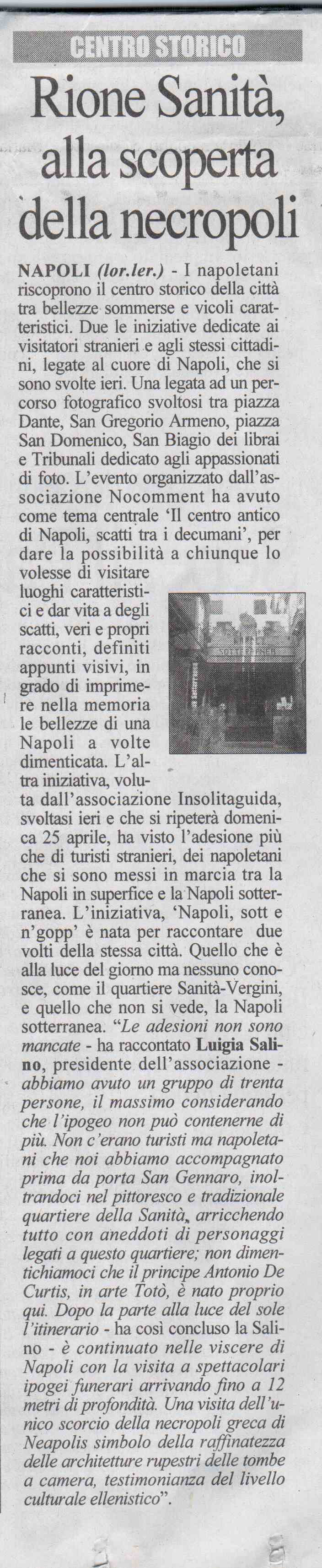 Rione Sanità alla scoperta della Necropoli